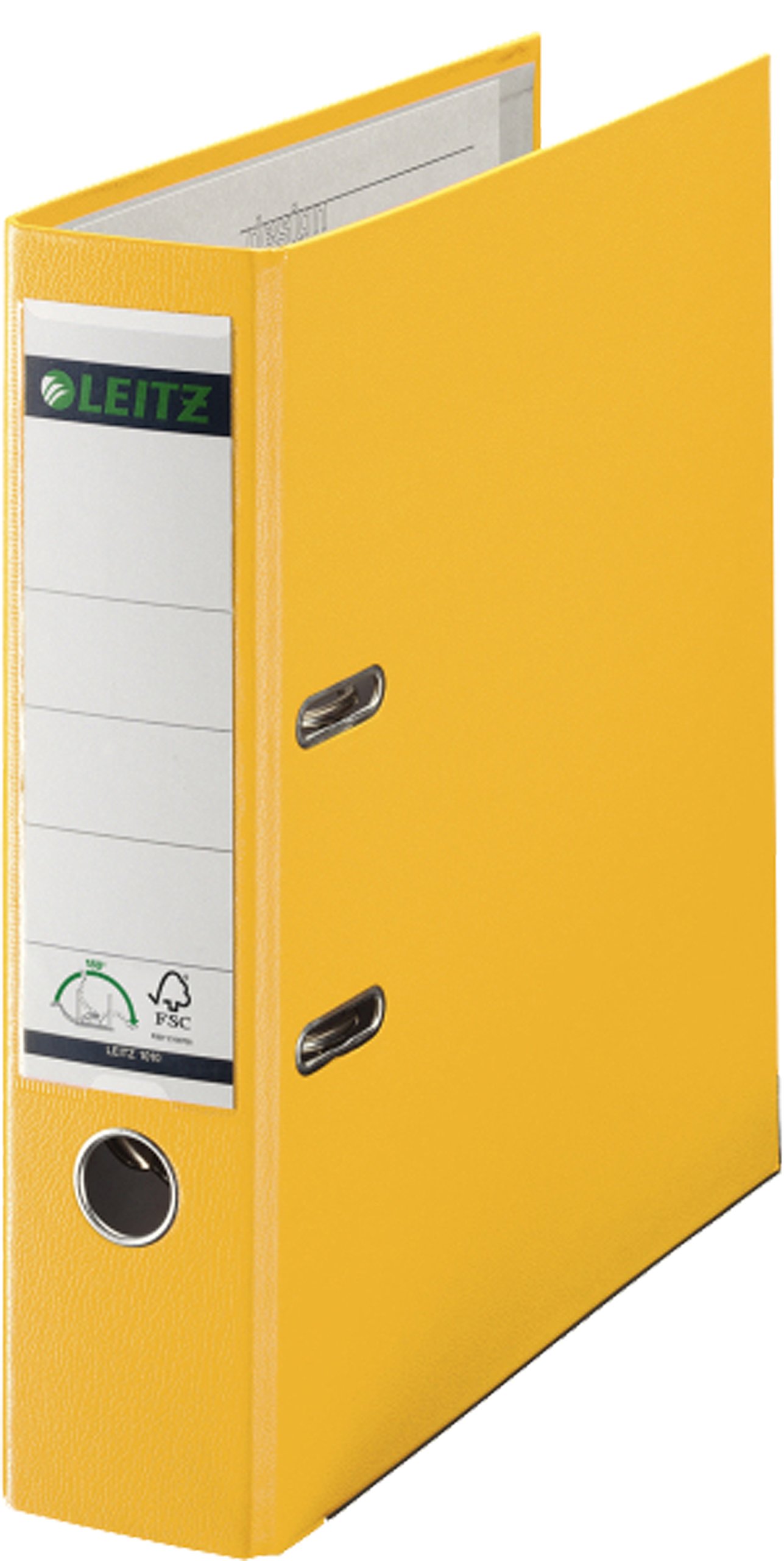Leitz 1010-50 Qualitäts-Ordner Plastik-Cover (A4 breit| 5er Pack, Gelb)