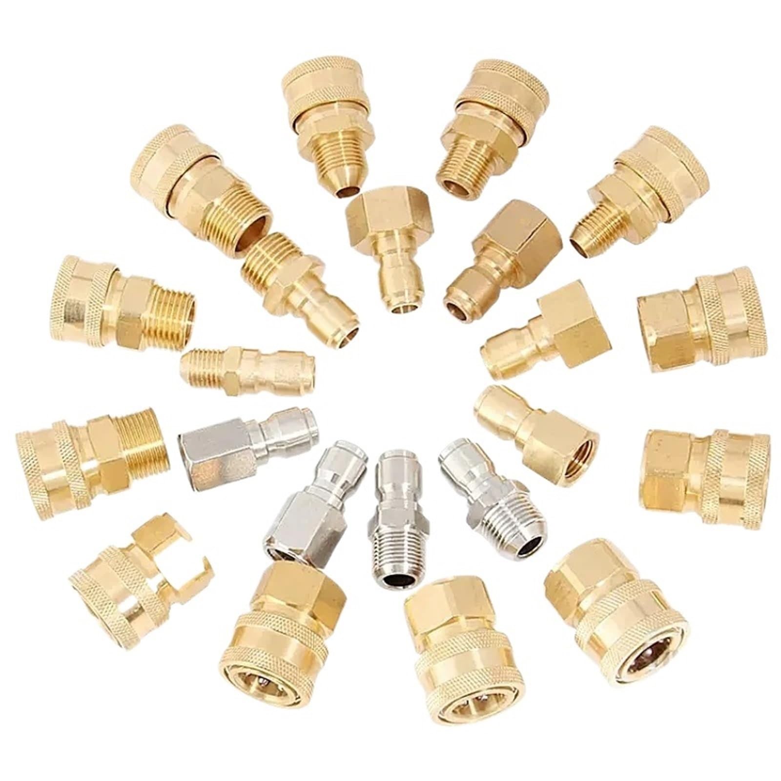 1PCS Copper 1/4" High Pressure Quick Connector Car Washer Water Hydraulic Couplers Couplings For Garden Irrigation(Female-M(Brass),M22)