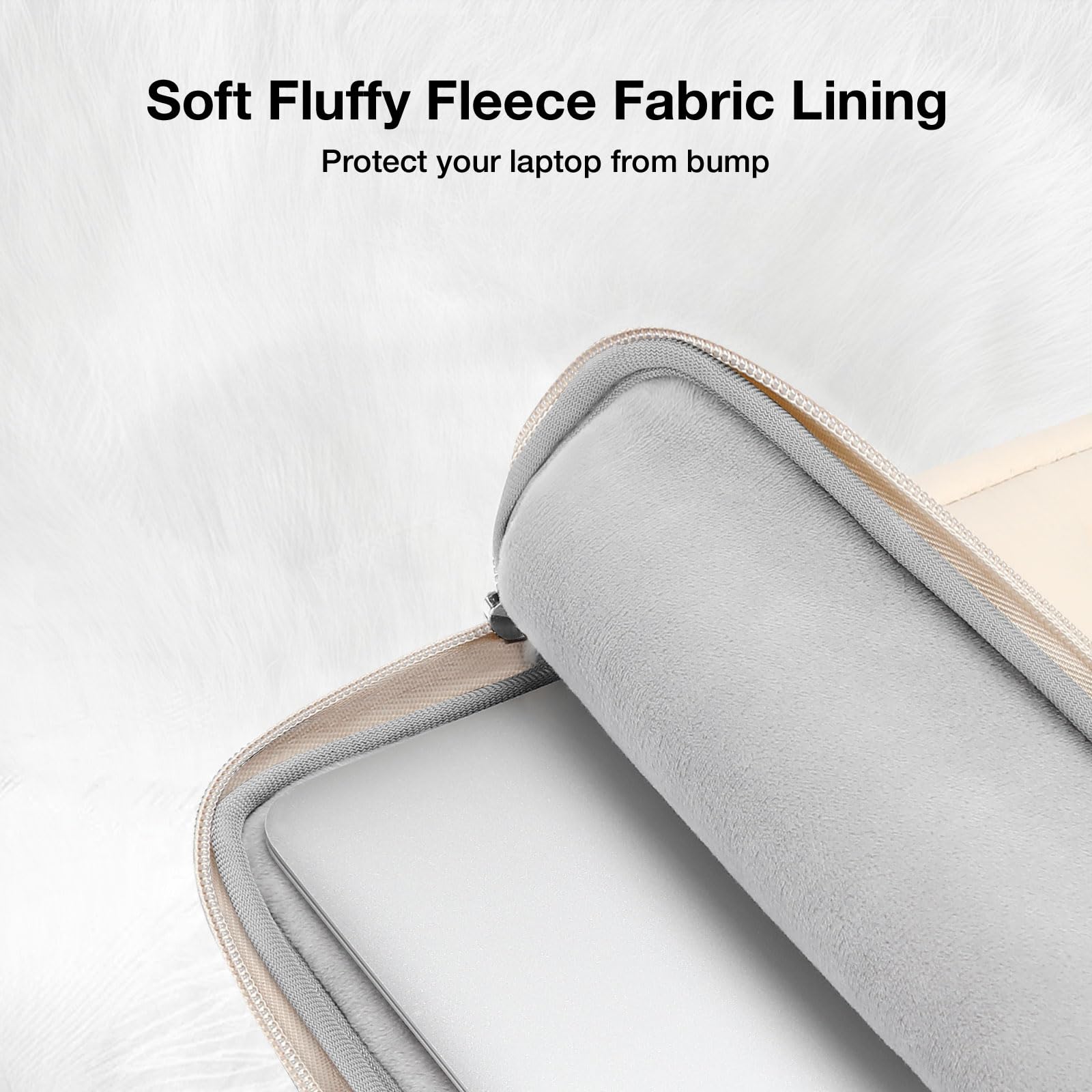 MOSISO Puffy Housse Ordinateur Portable 13-13,3 Pouces,Compatible avec MacBook Air 13 M4 M3 M2 M1,Compatible avec MacBook Pro 13/14,Rectangle Matelassé Sacoche Transport PC Portable avec Poignée,Sable