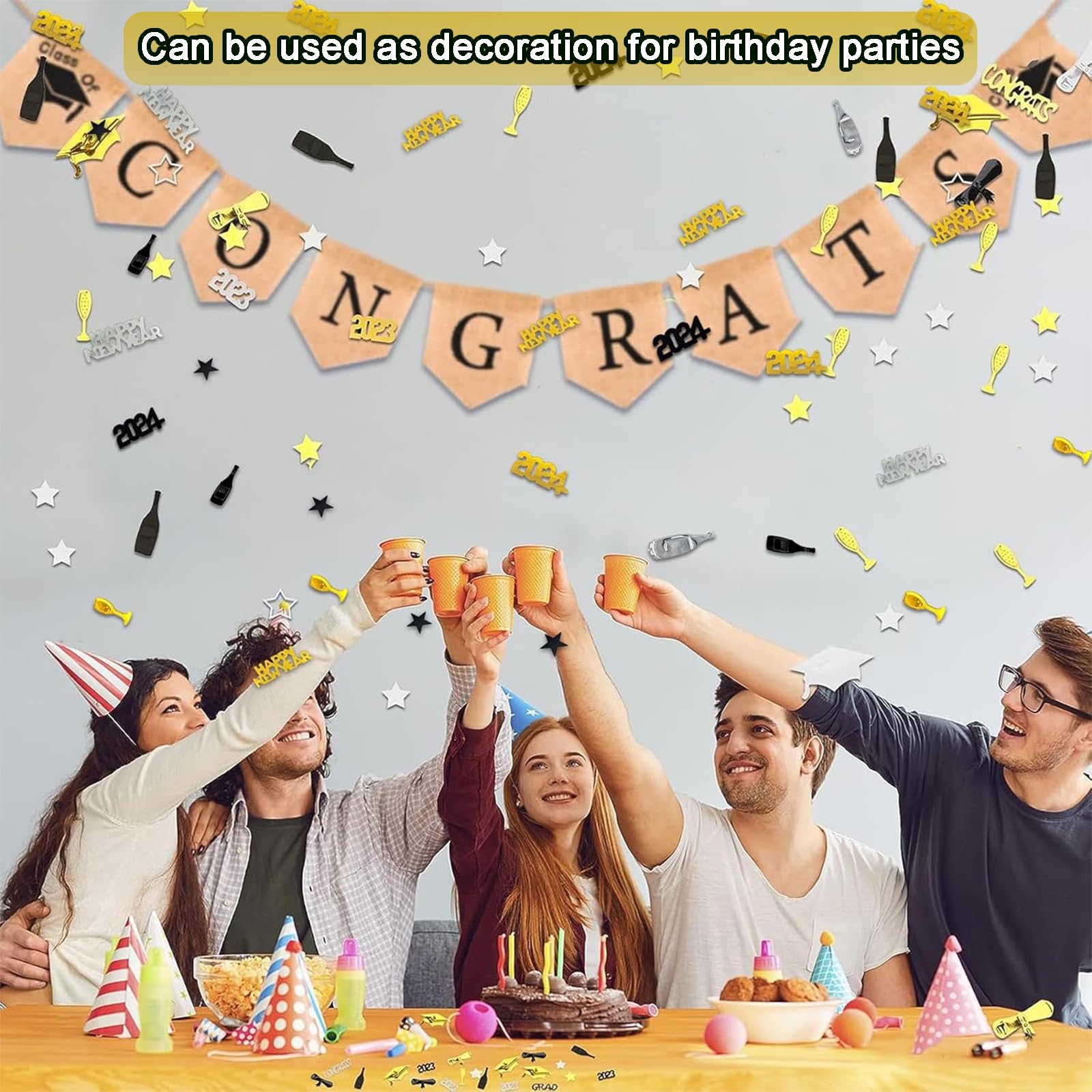 Silvester Konfetti 2025 – Gold-Schwarz-Silber Glitzer Streudeko Für Die Party