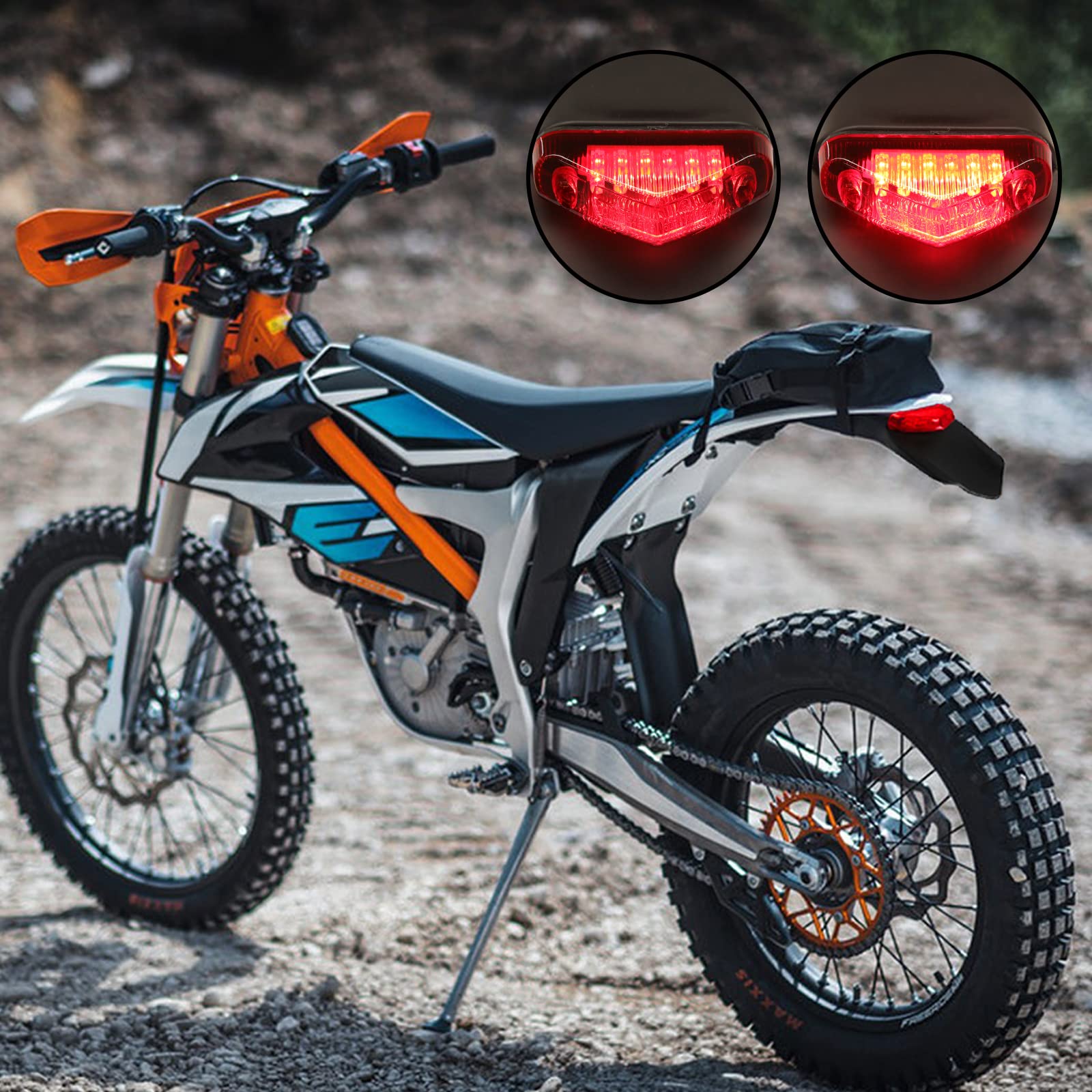 DREAMIZER Luz Trasera Para Motocicleta, Luces De Freno para Motocross, 12V Homologado Guardabarros Trasero, Universal para Enduro Dirt Bike XR250 400 650 WR250F 450F 250X 450X Crf Mx Trail Supermoto