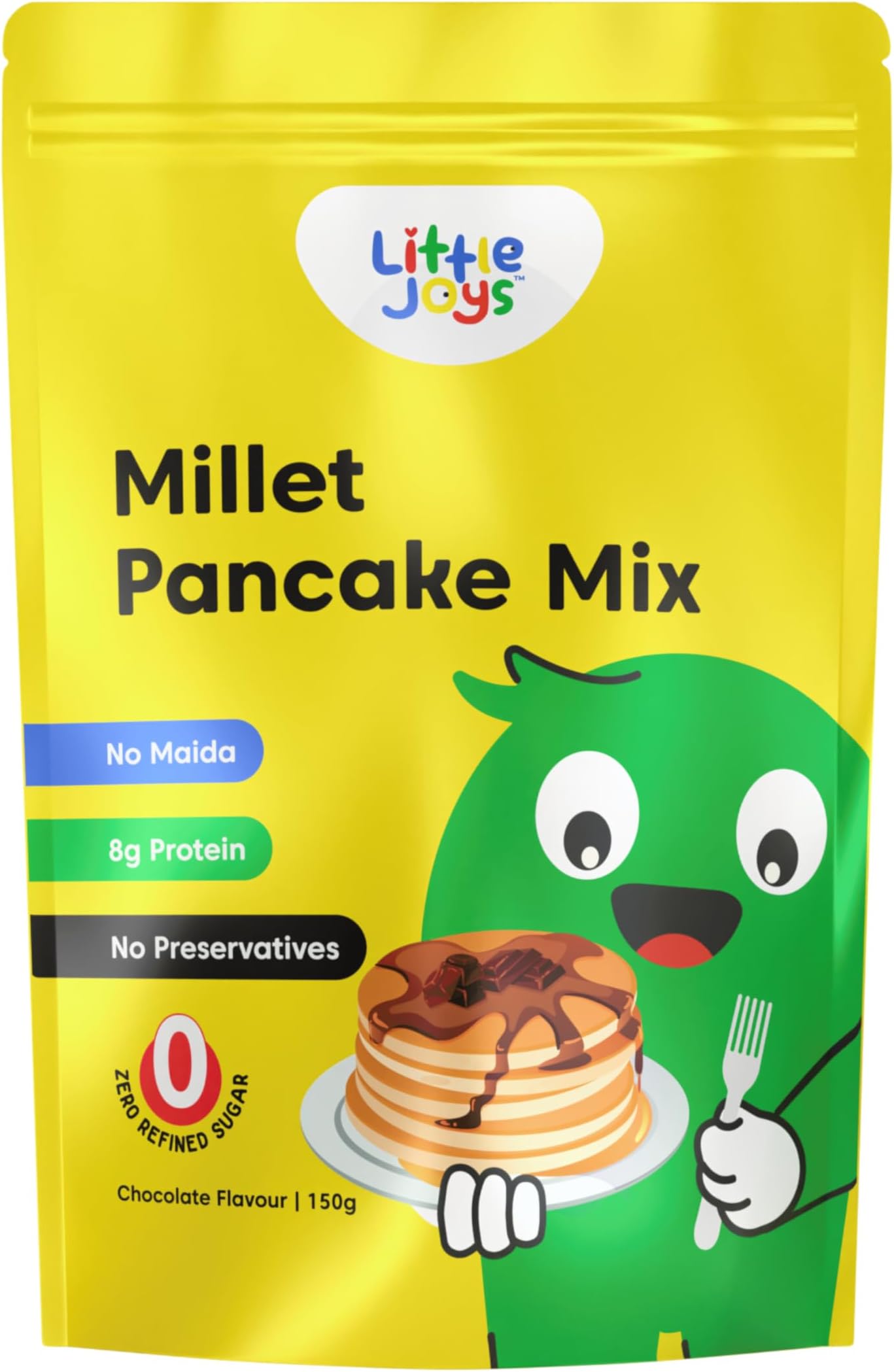 Little Joys Millet Pancake Mix | 8g Protein | Zero Refined Sugar | Chocolate Flavour | With Oats, Ragi, Jowar & Millets | No Maida, No Preservatives 150g