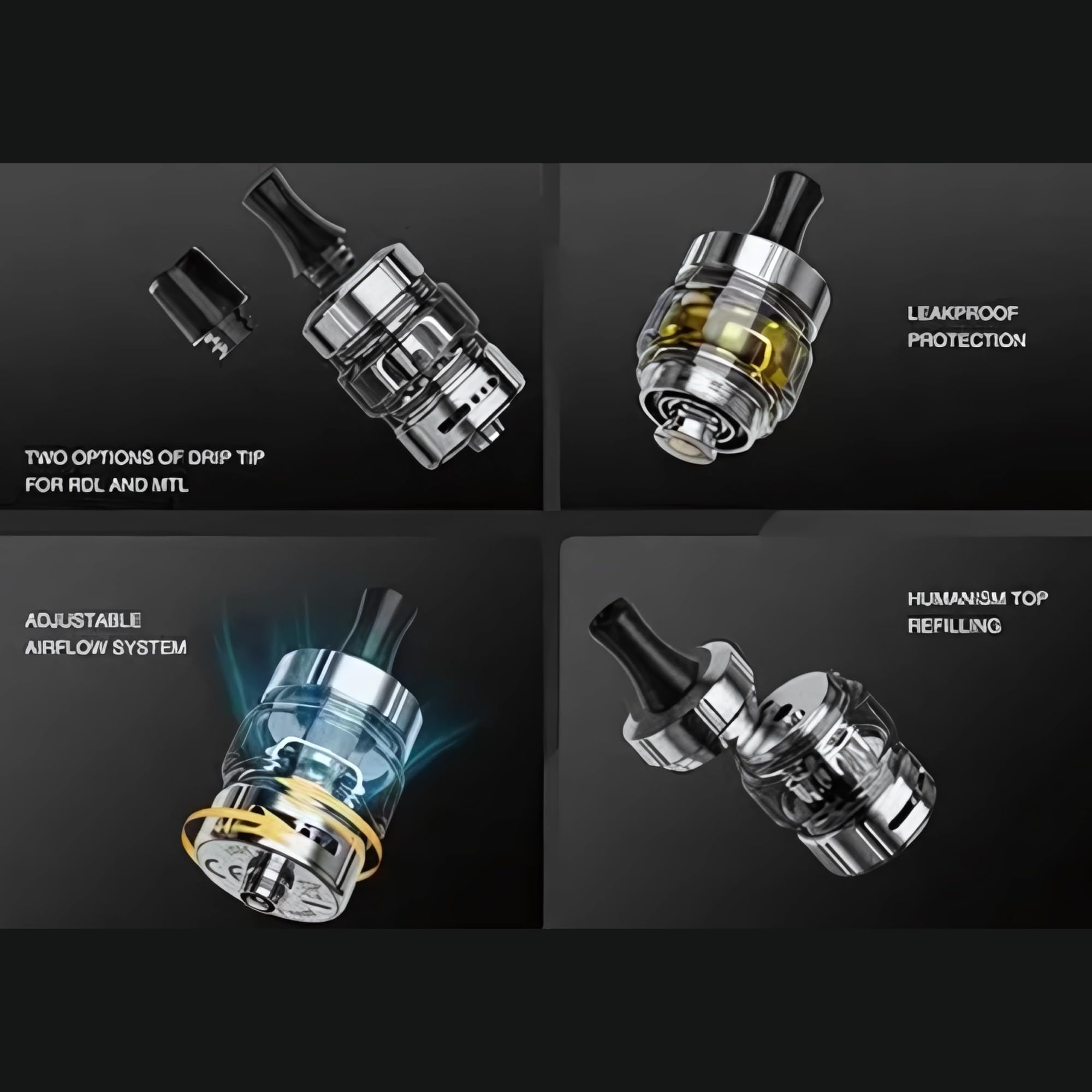 LOST VAPE UB Lite Tank [Gunmetal] 1 Pack - COMPATIBLE WITH: Lost Vape UB  Lite Series Coils, Top-Fill, RDTL and MTL Vaping, Adjustable Airflow