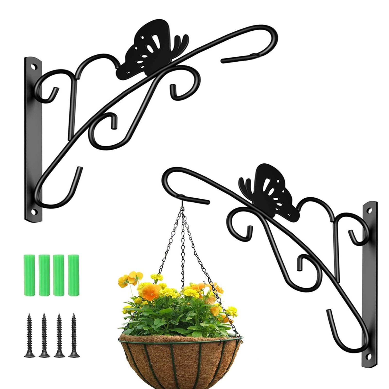 Gancho Colgar Macetas Soporte Colgante HOPEYMY26 Para Plantas - 2 Piezas  Hierro Fundido, Capacidad 14kg, Diseño Vintage Soporte Decoración Exterior, image size:1600x1600