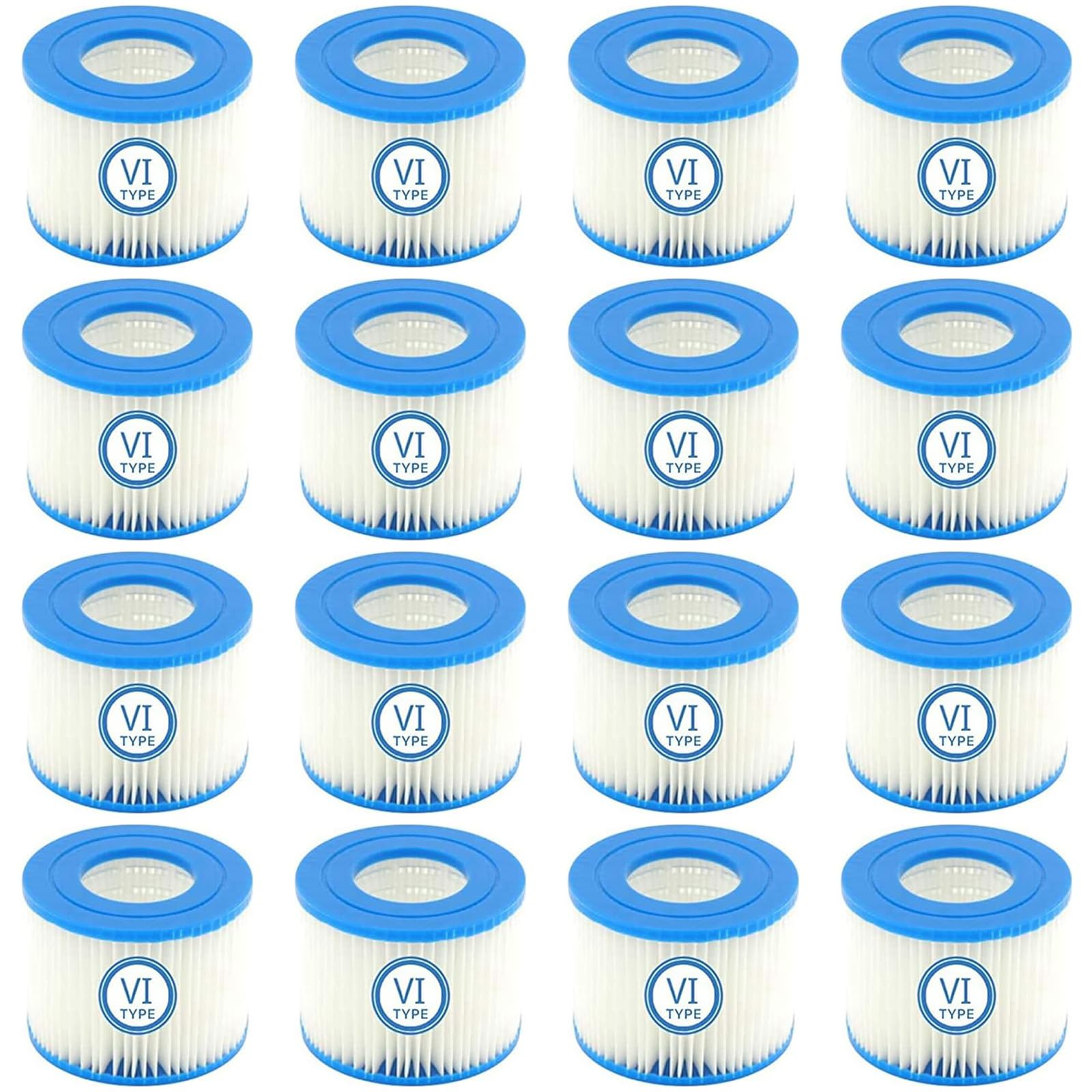 Mscomft VI Replacement Filter Cartridge for Pool, VI Filter Replacement Filter for Bestway Flowclear Pool Filter, for Bestway VI Filter, for Miami, Vegas, Monaco, Size 6-58323 (16pcs)
