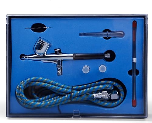 BUYTER Kit de aerógrafo de alimentación por gravedad de doble acción de precisión de 130K 0.2, 0.3 y 0.020 in con manguera de aerógrafo de 6 pies