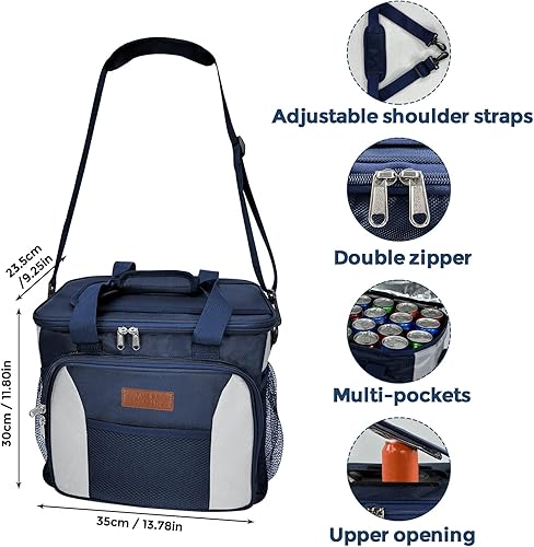 Miniatura 3 de Cooler Bag 40 latas Plus, loncheras aisladas, enfriadores suaves aislados, doble a prueba de fugas, plegable, para picnic, campamento, comestibles,