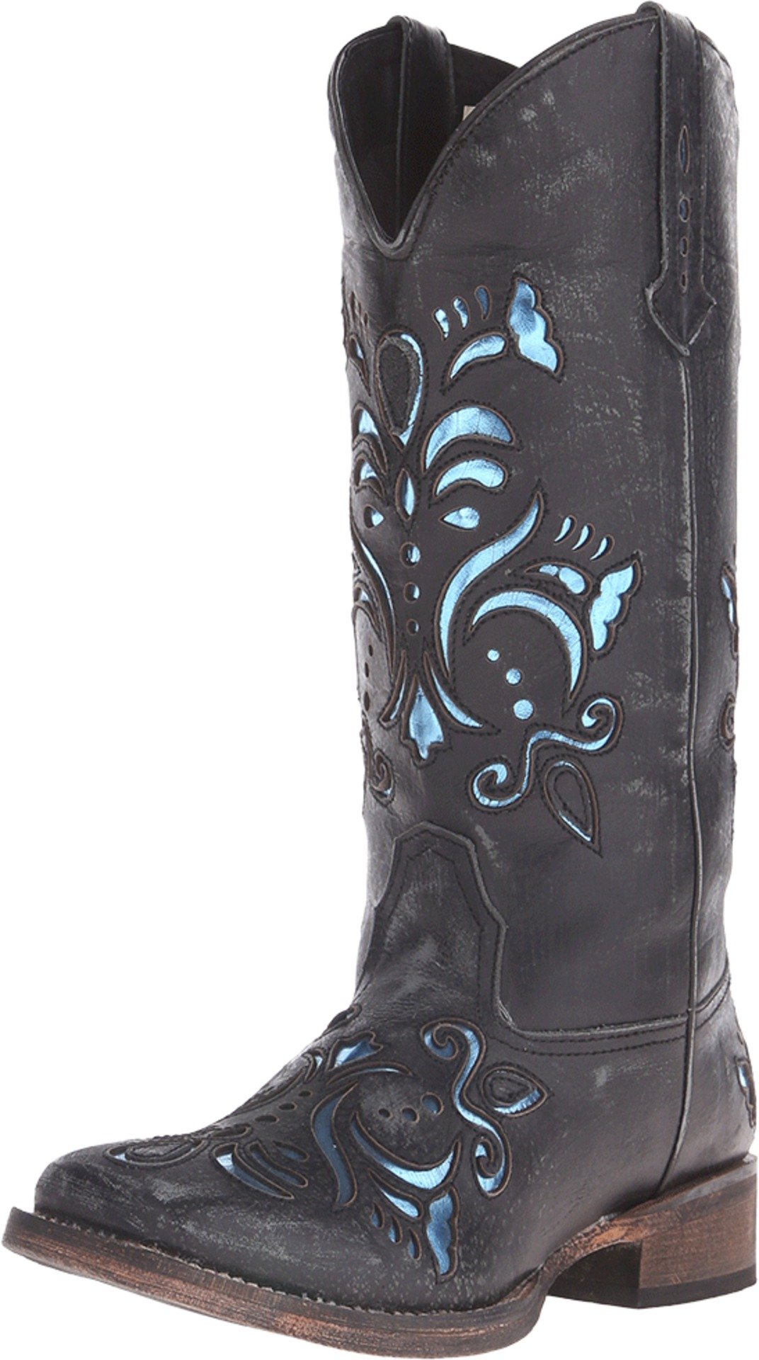 ROPER Womens Belle Metallic Tooled Inlay Square Toe Boots