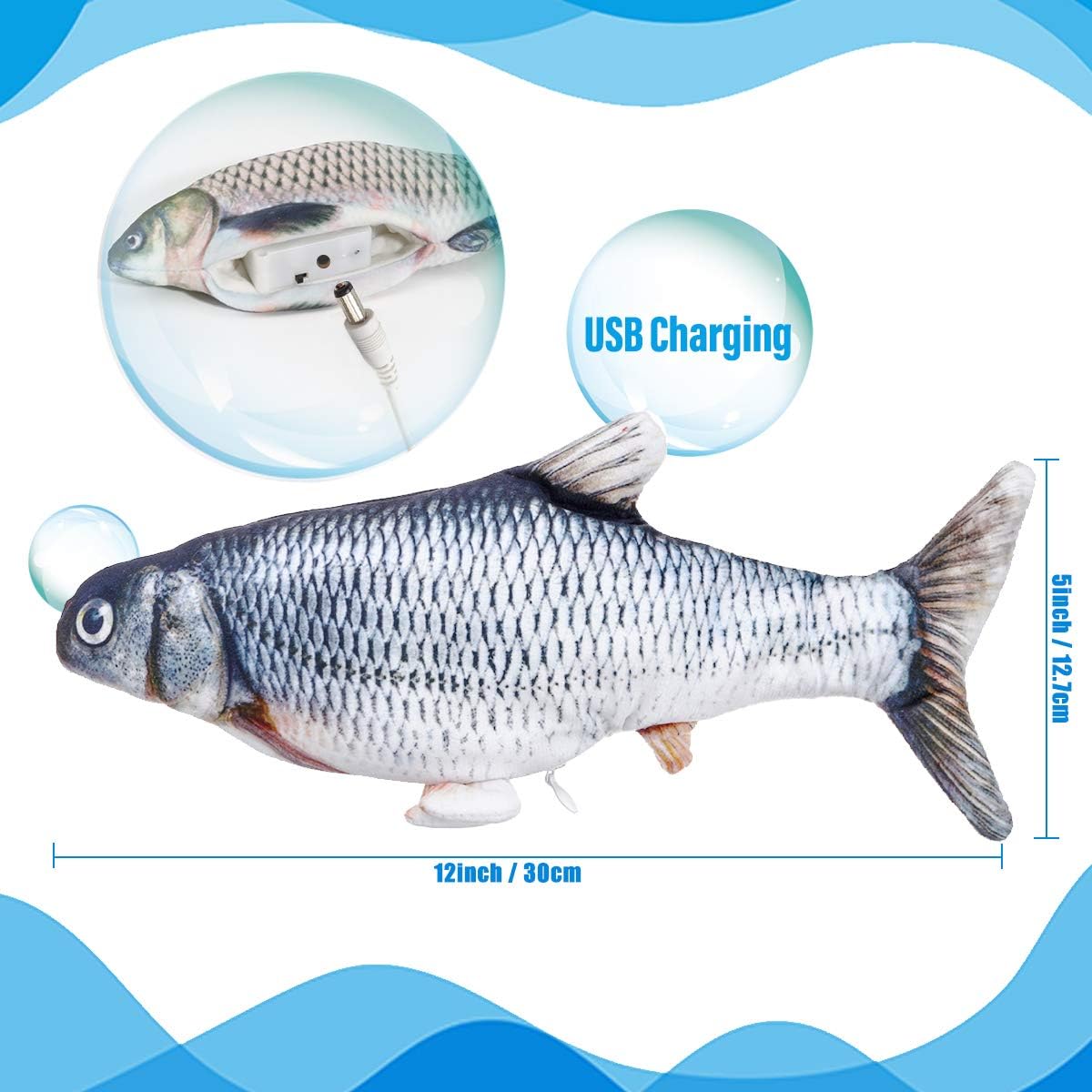 Jeteventy Moving Fish Cat Toy, Floppy Fish Cat Toy, Catnip Toys, Realistic Plush Electric Wagging Fish Cat Toy, Funny Interactive Fish Cat Toy for Cat Exercise (Black, Carp)-100pcs-Jeteventy Moving Fish Cat Toy, Floppy Fish Cat Toy, Catnip Toys, Realistic Plush Electric Wagging Fish Cat Toy, Funny Interactive Fish Cat Toy for Cat Exercise (Black, Carp)-100pcs-