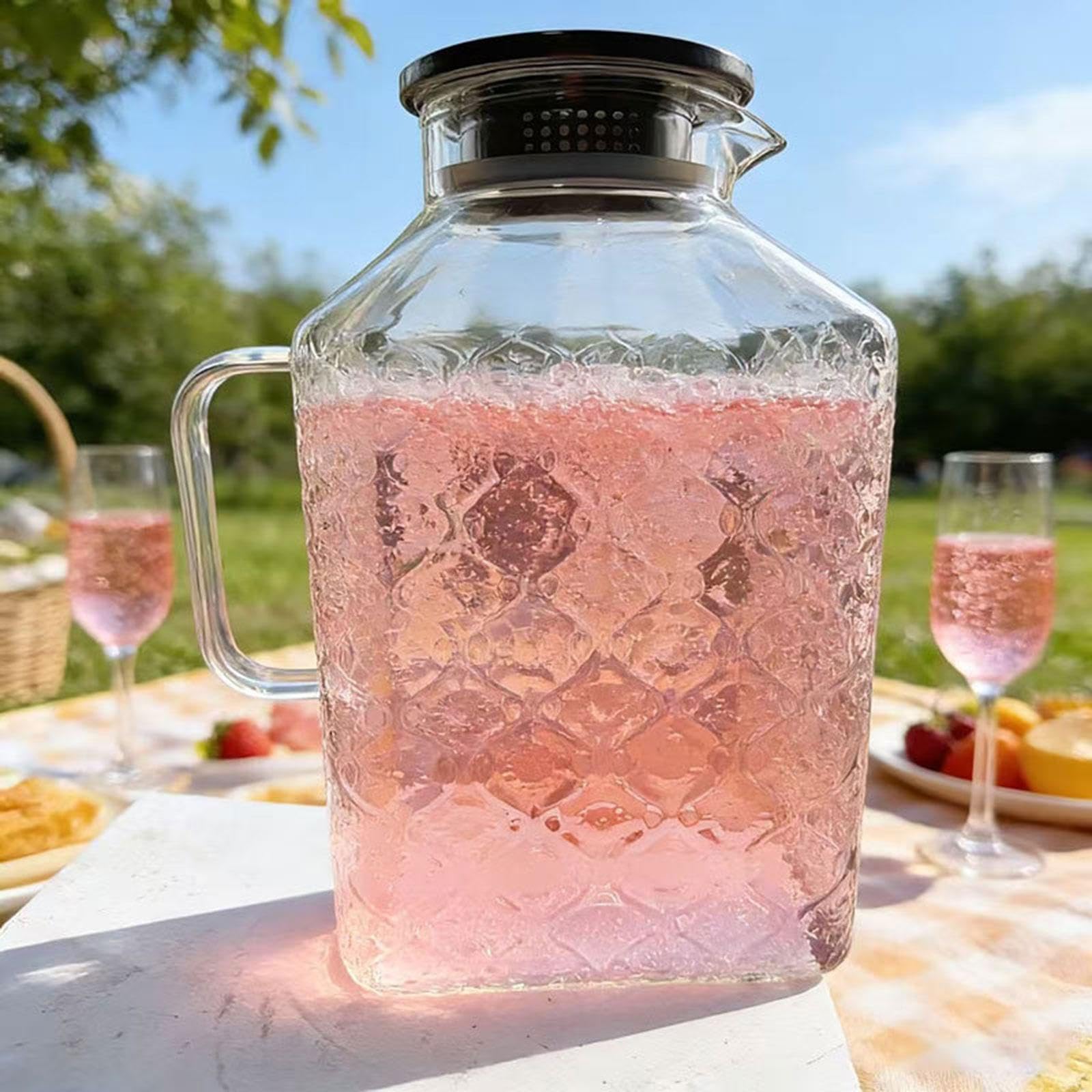 Glaskrug für Kalte Getränke, Wasser, Saft, Milchgetränke Und, Silberner Griff