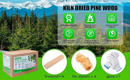 WFLUOLUO Pine Mini Firewood w/Fire Starters&Gloves Certified Kiln Dried Cooking Wood for Solo Stove Bonfire Accessories,Pizza Oven Outdoor,Tabletop Fire Pit,Wood Chips for Smoking,Burn Barrel,6\",8lbs - Thumbnail 6