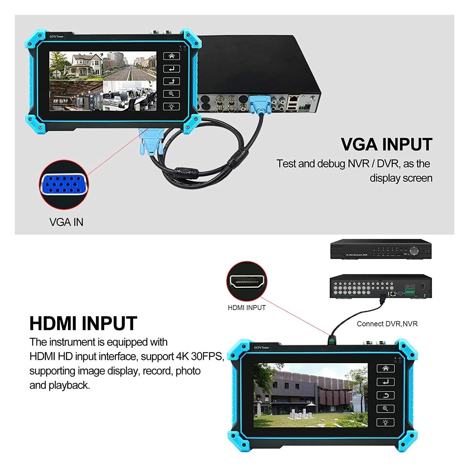 Tester CCTV 5-calowy Tester Kamery IP HD Monitor AHD CVBS CVI TVI SDI 8MP Tester Kamery Wejście VGA POE PTZ