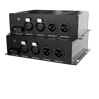 2 Bi-Directional XLR Ports 2-Way - 2+2 Audio Over Fiber Converter | Extender Kit 4 Channel Balanced Audio to Fiber Media Converter - Universal Single & Multimode-0.5 km MM 0.31mi 20km SM 11.4mi
