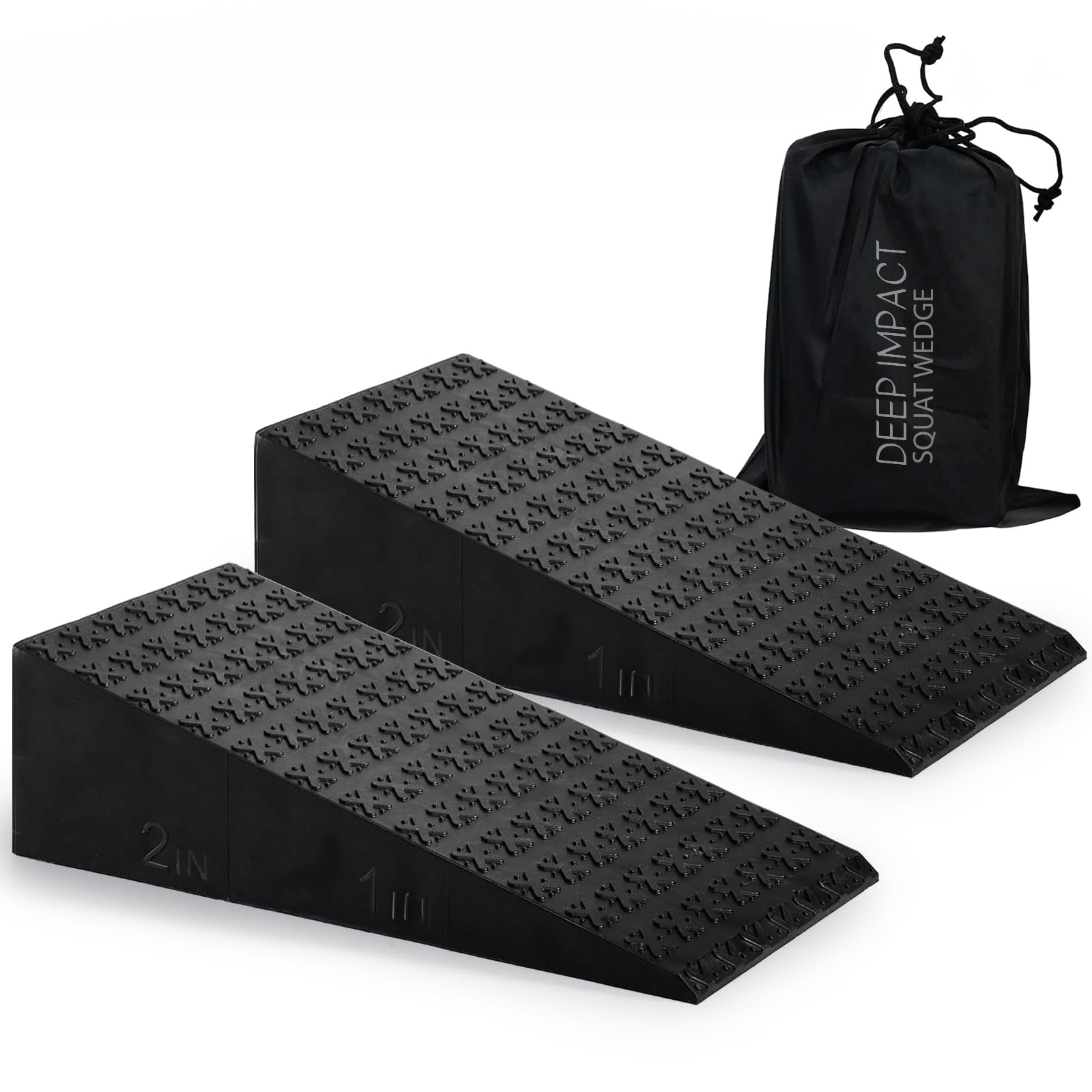 Deep Impact 2PCs Squat Wedge Block – Adjustable Slant Board for Heel Elevated Squats, Calf Raises, Weightlifting, Deadlift Platform, Foot Exercise Ramp for Enhanced Mobility & Strength
