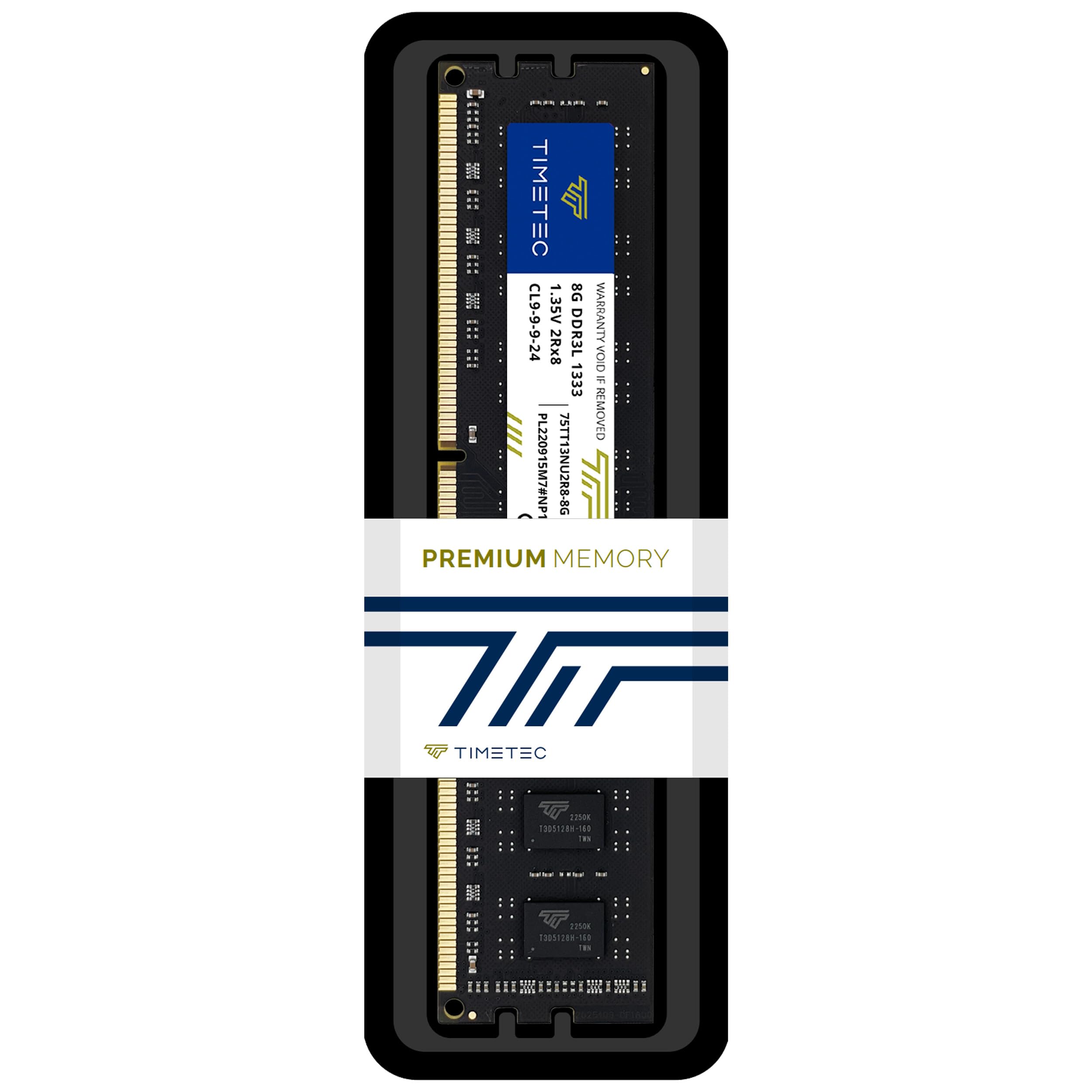 Timetec 8GB DDR3/DDR3L 1333MHz PC3-10600 Non-ECC Ungepuffert 1,5V/1,35V CL9 2Rx8 Dual Rank 240 Pin UDIMM Desktop-Speicher RAM-Modul-Upgrade