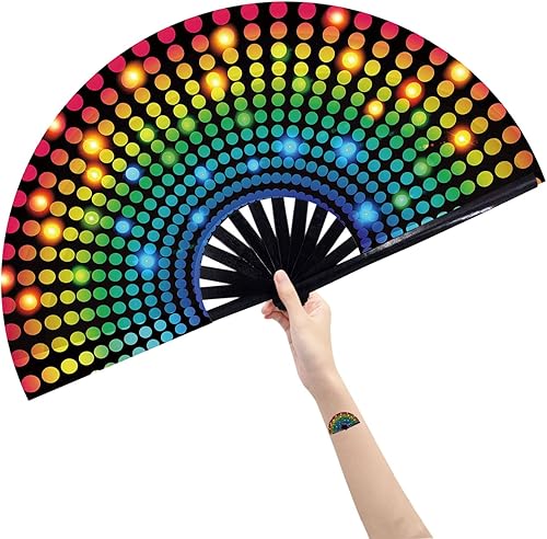 Miniatura 10 de Amajiji Abanicos plegables grandes para bailar en línea, gran abanico de golpes para botas en el suelo, baile, fiesta, decoración, festival (ola Ola