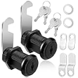 2 Pack Black Drawer Locks 1-1/2 Inch Cam Locks with Keys File Cabinet Lock Replacement for Drawers File Cabinet Mailbox RV Storage