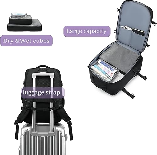 Miniatura 6 de TOTEXISAP Mochila para laptop de viaje de negocios para hombres y mujeres, mochila delgada e impermeable de 15.6 pulgadas con puerto de carga USB,