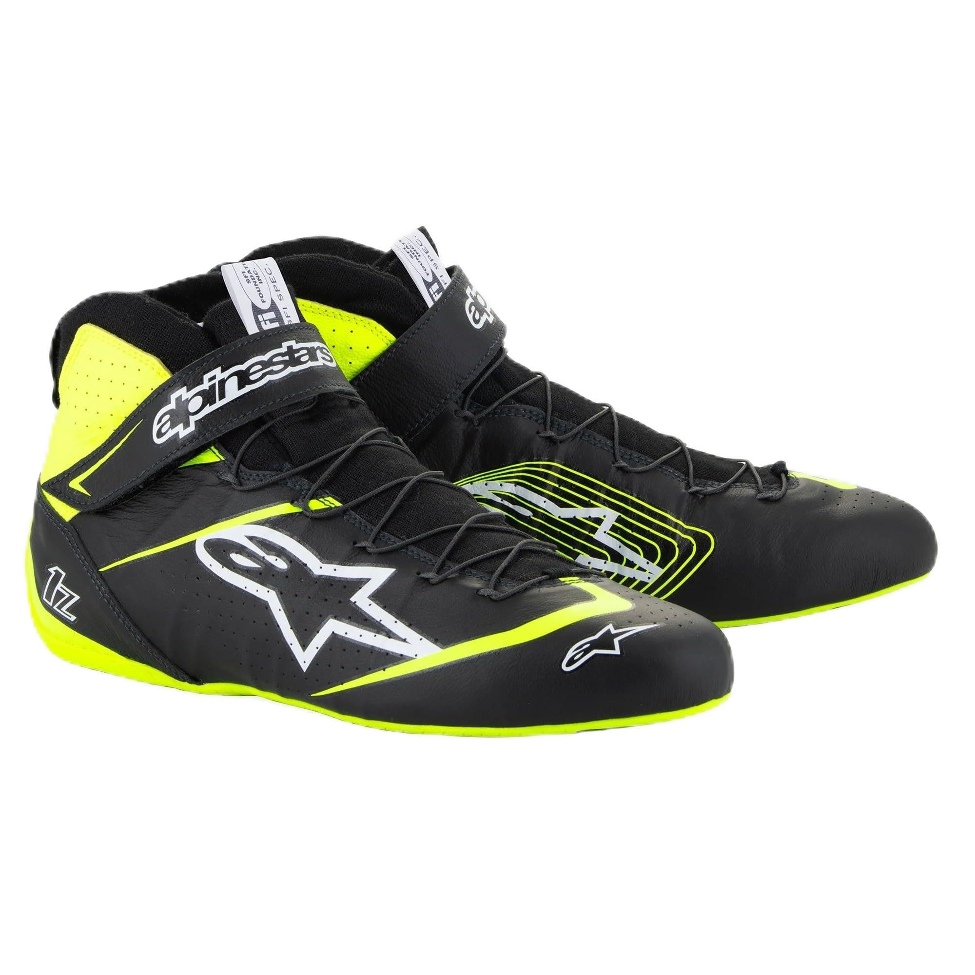 Alpinestars Tech-1 Z V3 Driving Shoes SFI - Size 12 - Black/Yellow Fluorescent (2715524-155-12)