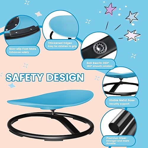 Miniatura 5 de Silla giratoria de tamaño grande de 21 pulgadas de largo x 19 pulgadas de ancho para niños autistas, silla giratoria sensorial para niños pequeños,