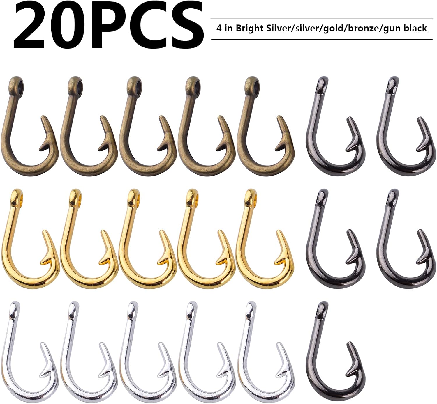 Fish Hooks Charms, Fishhook Pendants Charm Fish Hook Bead