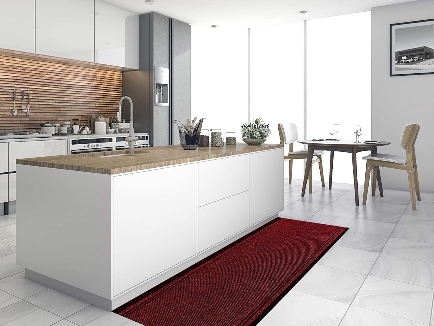 MadeInNature Tapis de Couloir et de Passage Malaga, Tapis résistant et antidérapant, Tapis Idéal pour Cuisine, Entrée, Bain, Largeur 66 cm, Plusieurs Couleurs et Dimensions (300cm, Rouge)