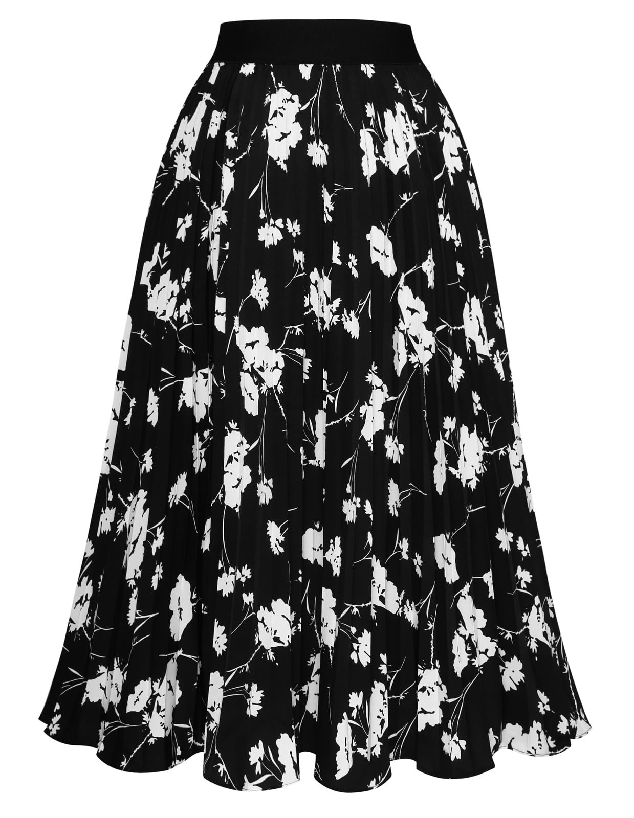 GRACE KARIN Women High Elastic Waist Pleated Chiffon Skirt Midi Swing A-line Skirts