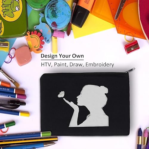 Vista 31 de Koolmox Bolsas de cosméticos a granel, 20 bolsas de maquillaje multiusos con cremallera, bolsa de lápices de lona, bolsa de lona beige a granel