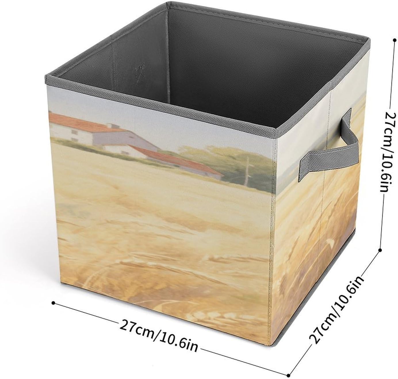 Home Laundry Basket Golden Wheat Field Printed Storage Box Suitable for Home Bathroom Bedroom Clothes Storage Box