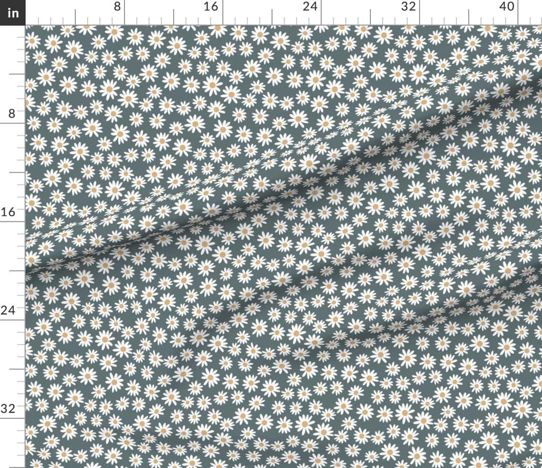 Spoonflower Fabric - Daisy Print Daisies Spring Girl Earthy Vintage Flowers Floral Florals Printed on Petal Signature Cotton Fabric by The Yard - Sewing Quilting Apparel Crafts Decor