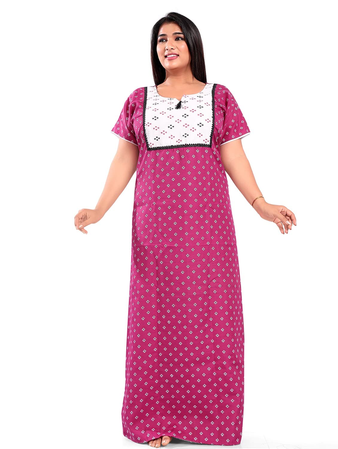 Women's Cotton Plus Size Night Dress Nighty-image-26