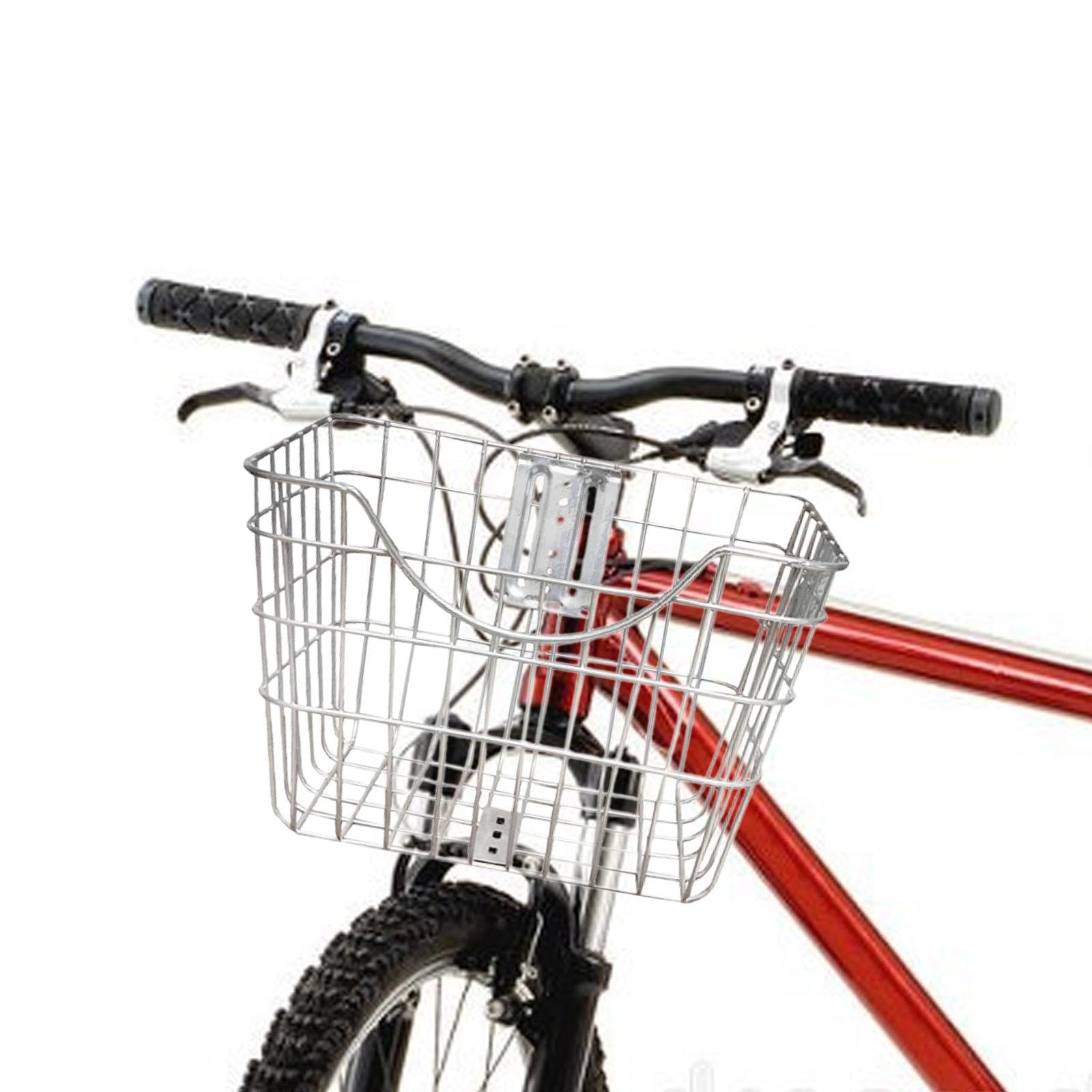 ブラック 自転車 前面バスケット付き dショッピング |自転車 かご ブラケット 2点セット ワイヤー