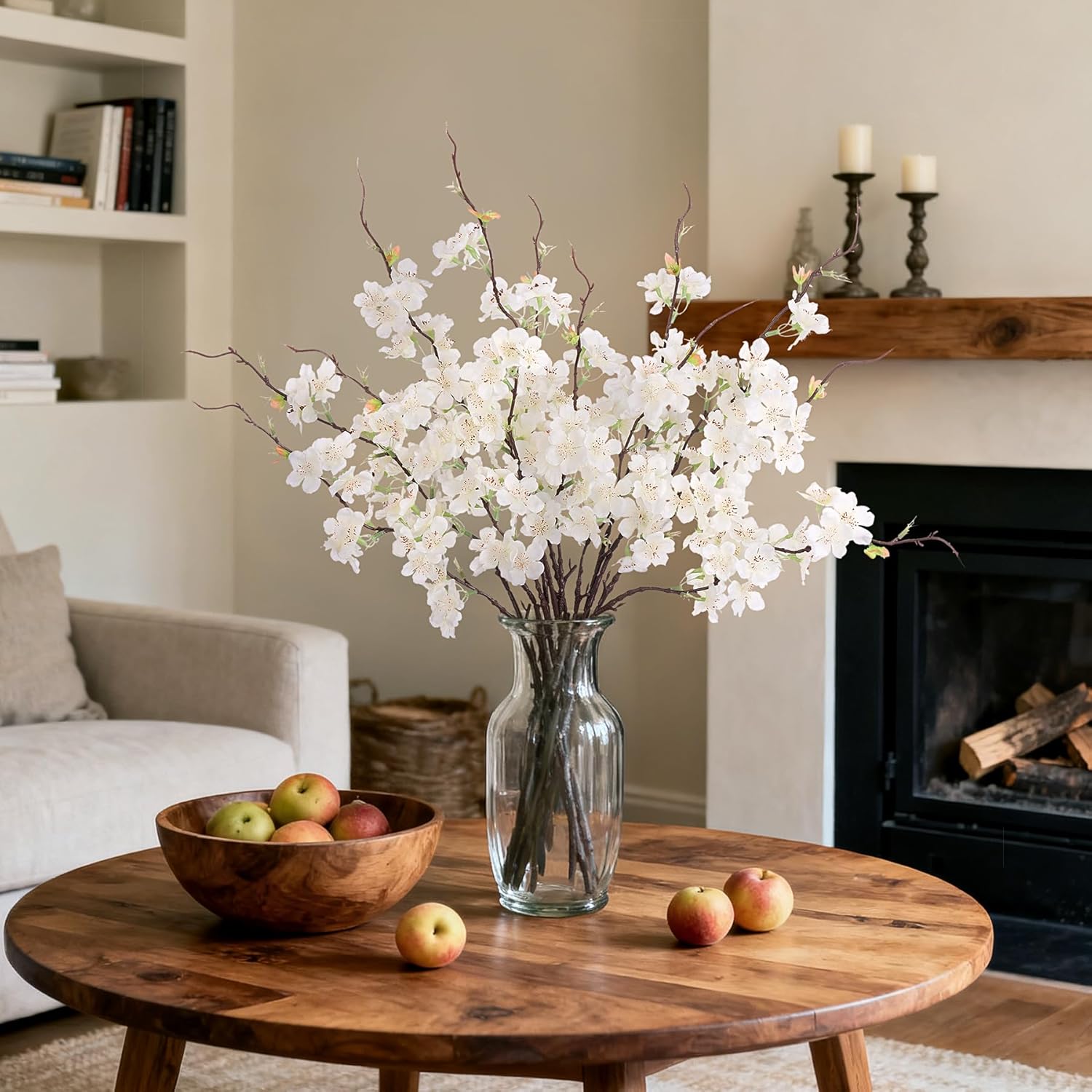 12 PCS Faux Cherry Blossom Branches Decor 22.83 Inch Fake Artificial Cherry Flowers for Home Indoor Decoration Vase Arrangement Table Living Room Bedroom Spring Decor - Image 4