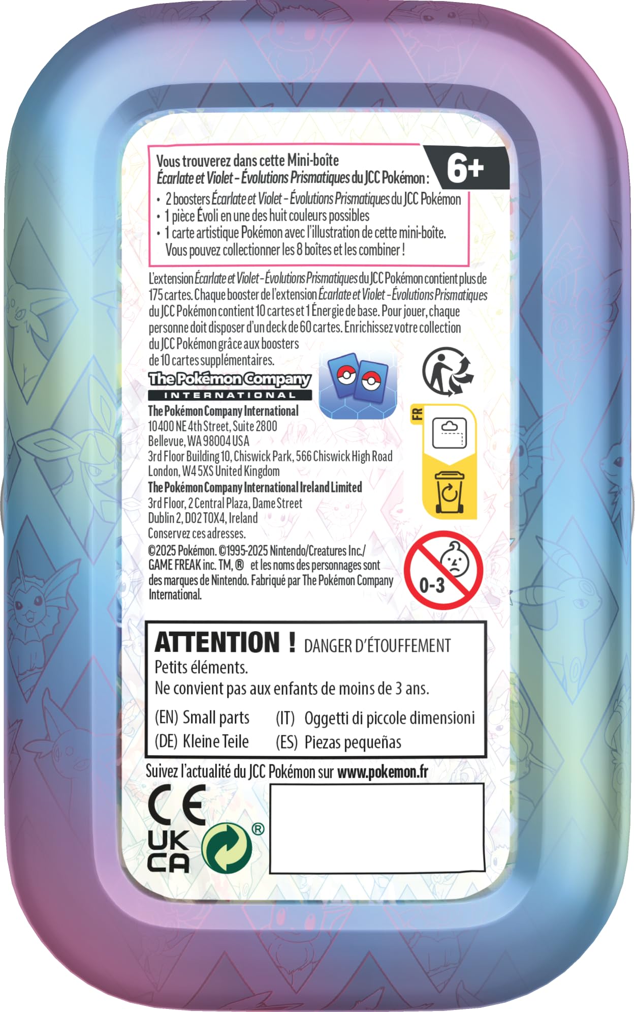Pokémon: Mini-boîte Écarlate et Violet – Évolutions Prismatiques – Aquali du JCC Pokémon (2 boosters et 1 pièce)