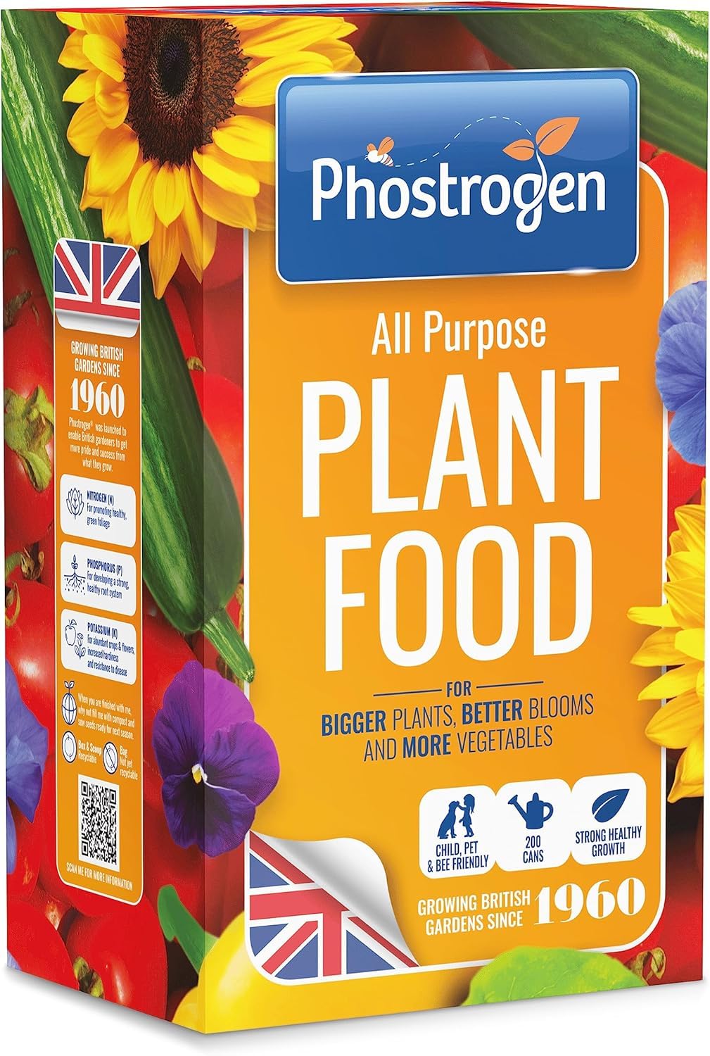 Phostrogen All Purpose Plant Food - Soluble Feed Growth Fertiliser Lawn - Plant and Edibles Fertiliser Feed - Indoor and Garden Use - Plant Nutrition - Improves Drought Resistance (2kg (200 can))