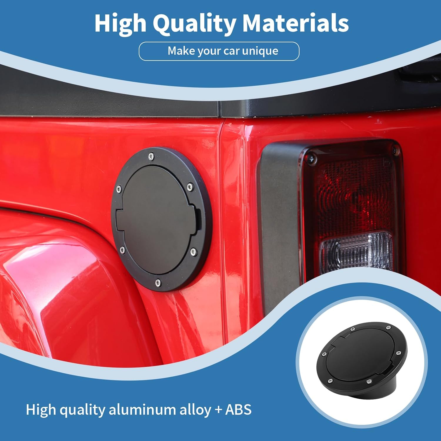 for Jeep JK Gas Cap Door Cover Aluminum Alloy for Jeep Wrangler JK JKU 2007-2017 Black Exterior Accessories