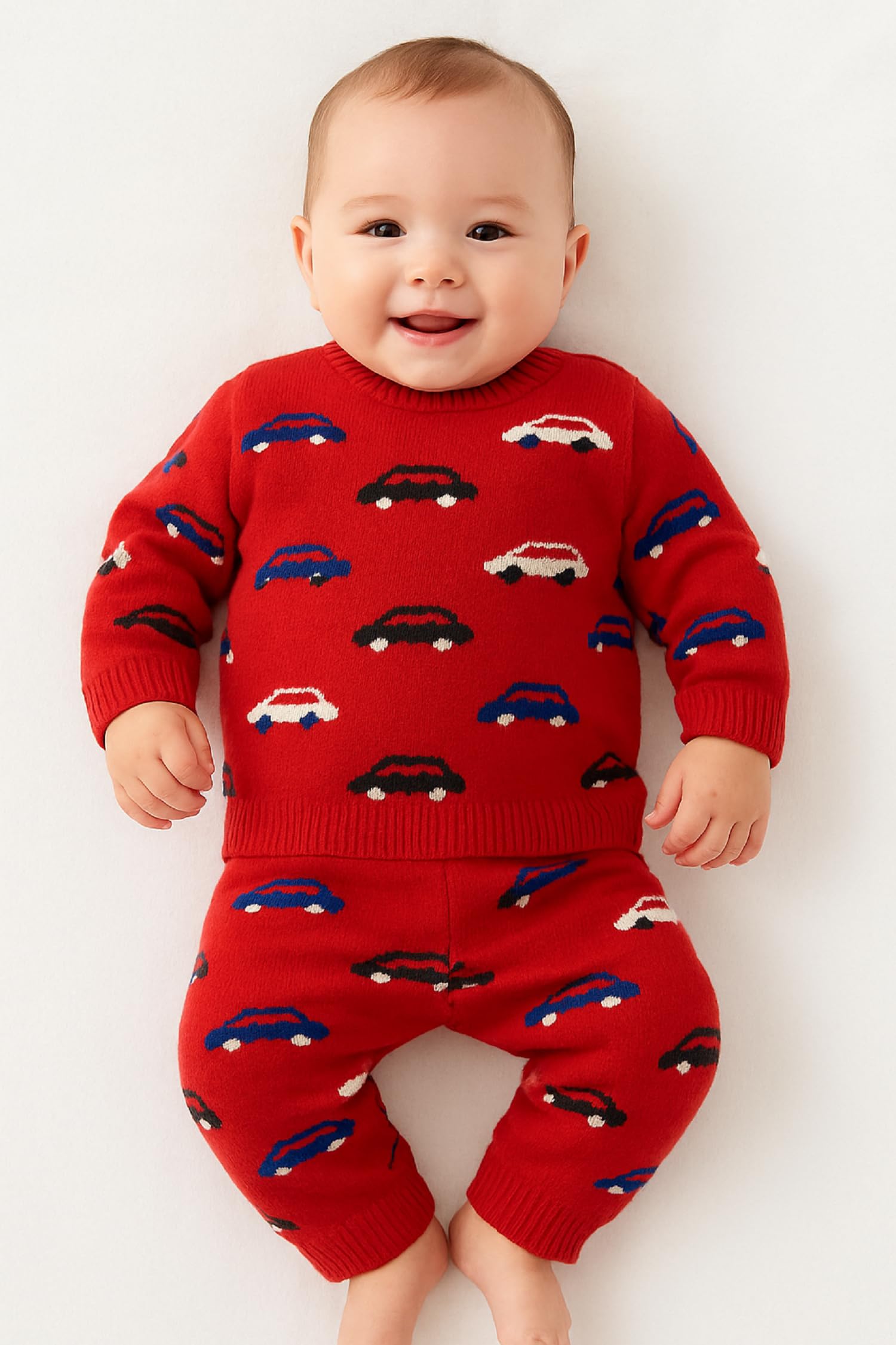 Baby Sweater Woolen Knitted Warm Wool Full Sweater Tee Sweatshirt and Joggers Pant for Winter-image-4