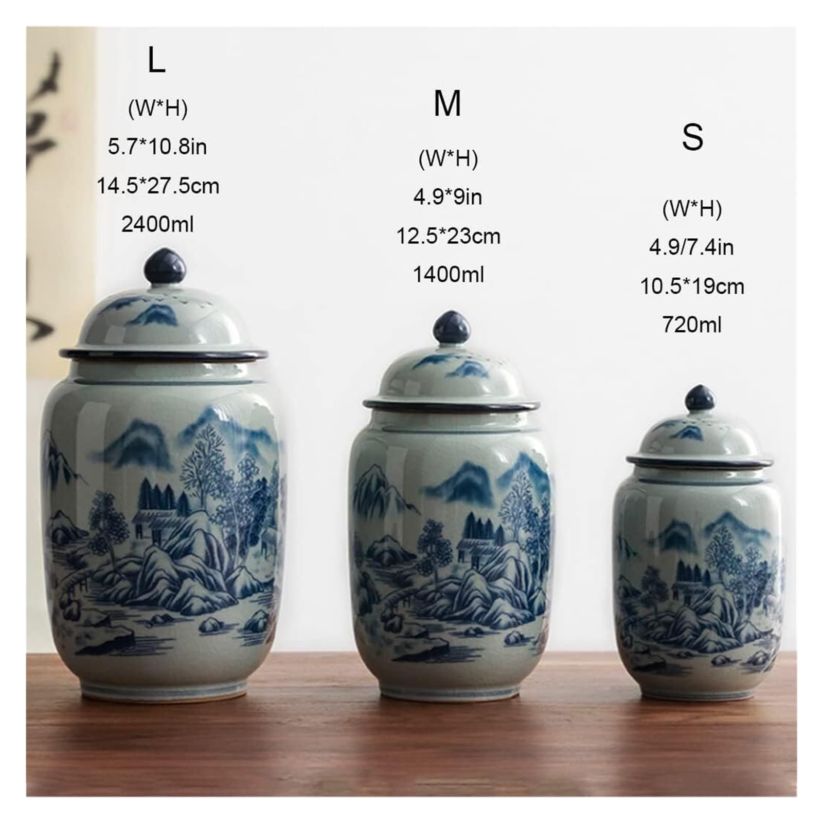 Słoiki z herbatą Ozdobne słoiki z imbirem z pokrywkami, niebiesko-biały porcelanowy pojemnik na herbatę na sypką herbatę, ceramiczny słoik do przechowywania z zamkniętą pokrywką, słoik na kawę/orzechy