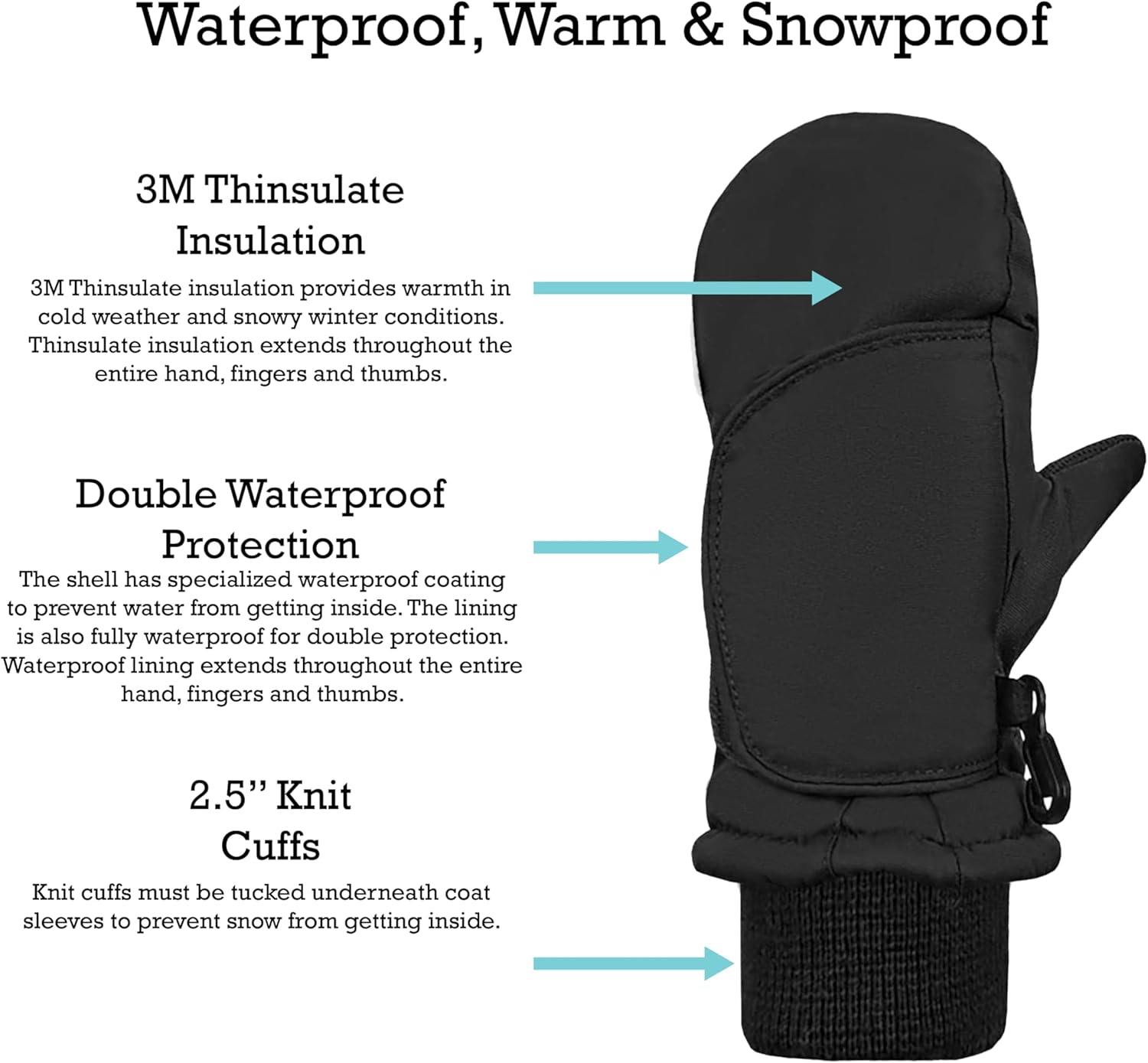 N'Ice Caps Kids Waterproof Snow Mittens Cold Weather Thinsulate Insulated - Image 4