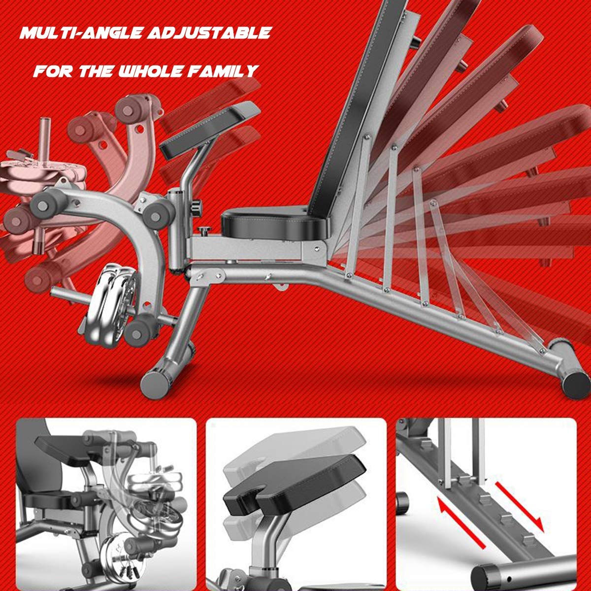 Ycrdtap Folding 90° Sit Ups Adjustable Incline Folding Bench, Weight