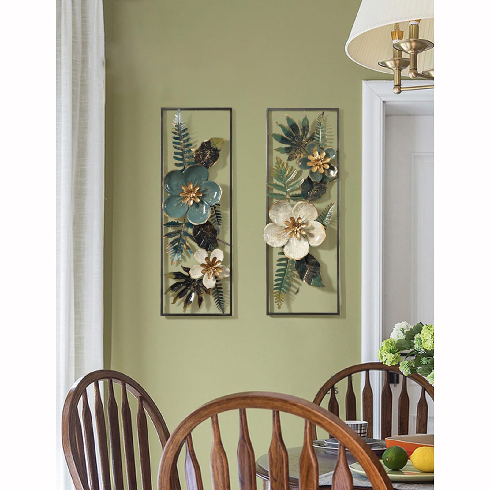 NNYCC Decoración de pared para salón Arte de pared de metal de lujo | para pasillos y escaleras Escultura pared hecha a mano y pintada a mano Añade un toque lujo discreto tu hogar,89cm