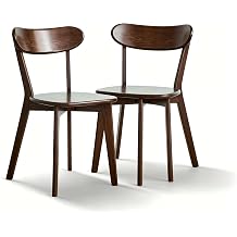 1 Pack Wooden Padded Dining Chairs, Mid-Century Modern Upholstered Dining Chairs, Armless Wooden Kitchen Chairs with Curved Backrest for Living Room, Dining Room, Natural