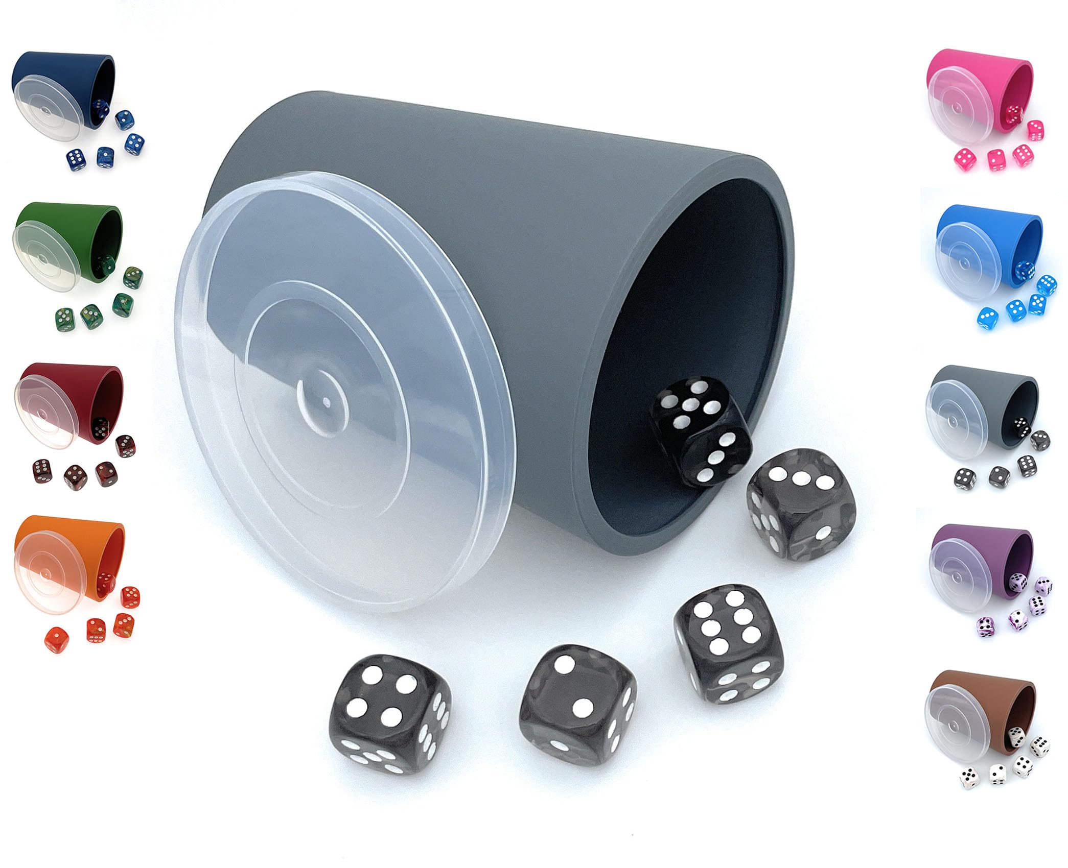DiceCupFlex Tazza Flessibile Per Dadi Con Coperchio, 5 Dadi E Blocco Punteggi, Made In Germany (cuore Rosa)