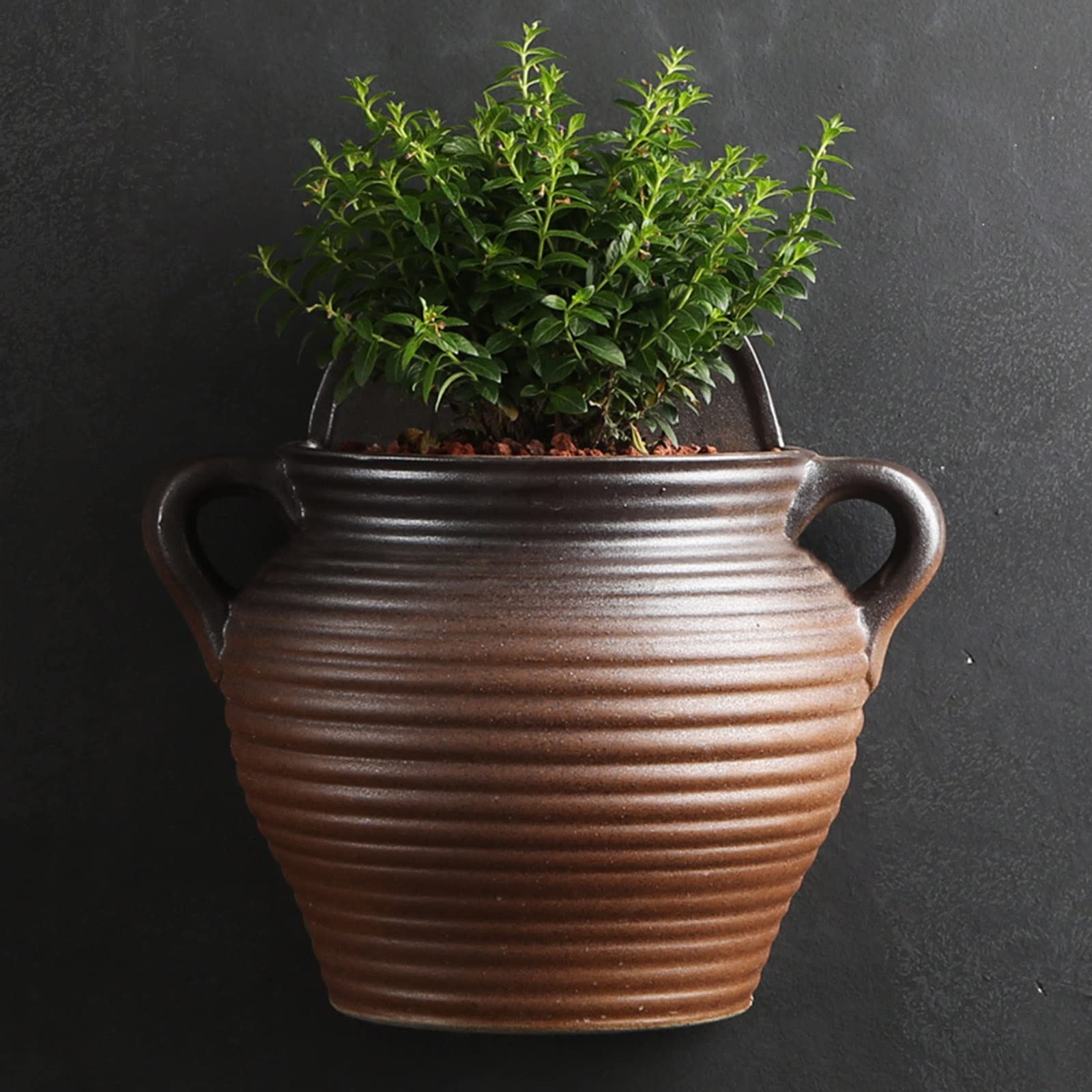 Liudan Wiszące doniczki, doniczka ścienna, wisząca doniczka na kwiaty, ceramiczna, wisząca doniczka, doniczka na sukulenty, wolnostojąca, dekoracyjny wazon ścienny, wieszak na rośliny