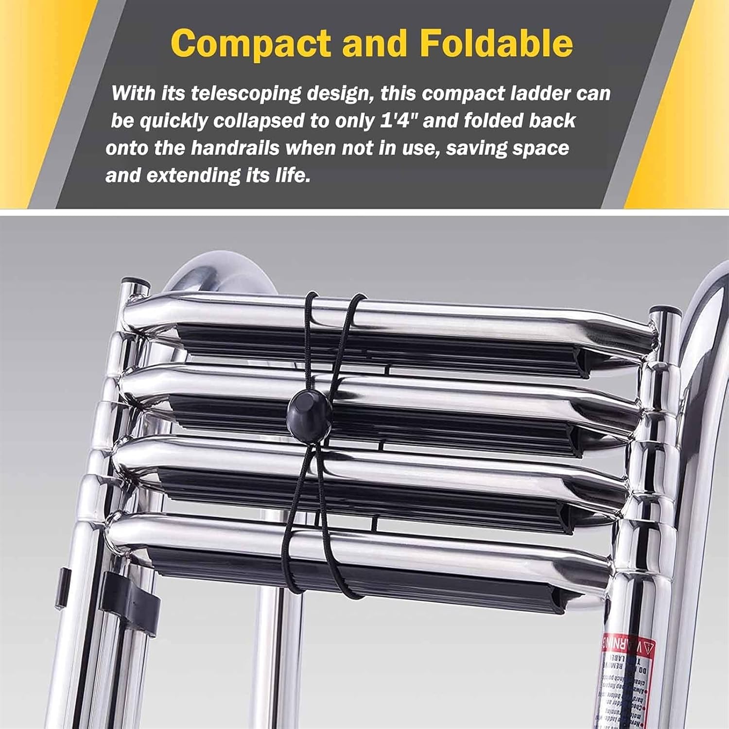 4 Step Telescoping Pool Ladder for In-Ground Swimming Pools, Folding Rear Entry Boat Pontoon, Dock, Fishing & Swim Platform, Load 150kg(