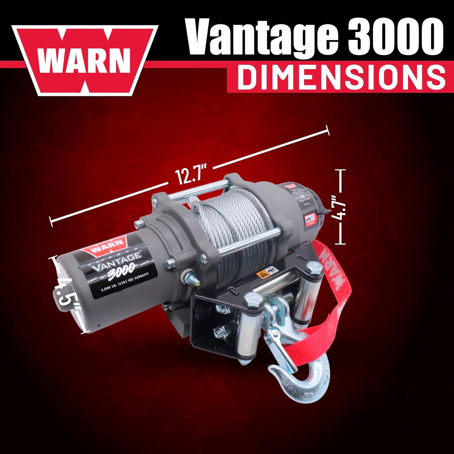 WARN Vantage 3000 Winch with 3000 lb Pulling Power and WARN Winch Mounting Kit for 2019–2022 Honda Talon 1000X/1000R UTVs (108213 102600)