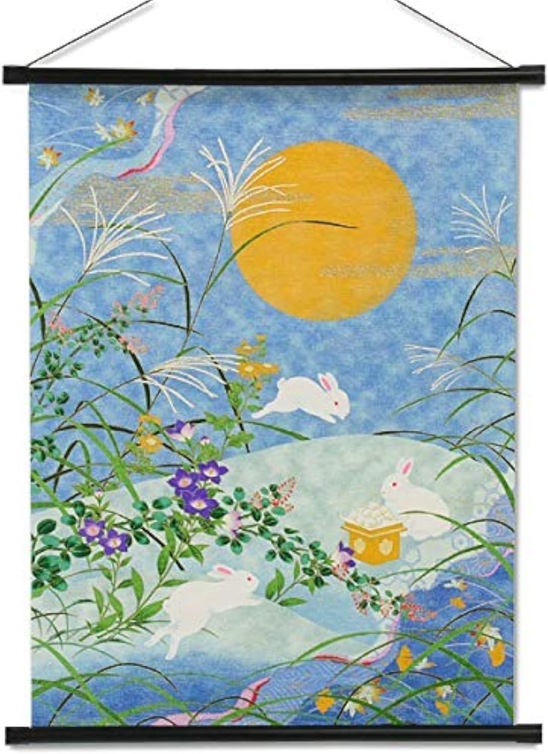 heiyemon Yuzen Washi Tapestry Includes Hanging (Moon Rabbit)
