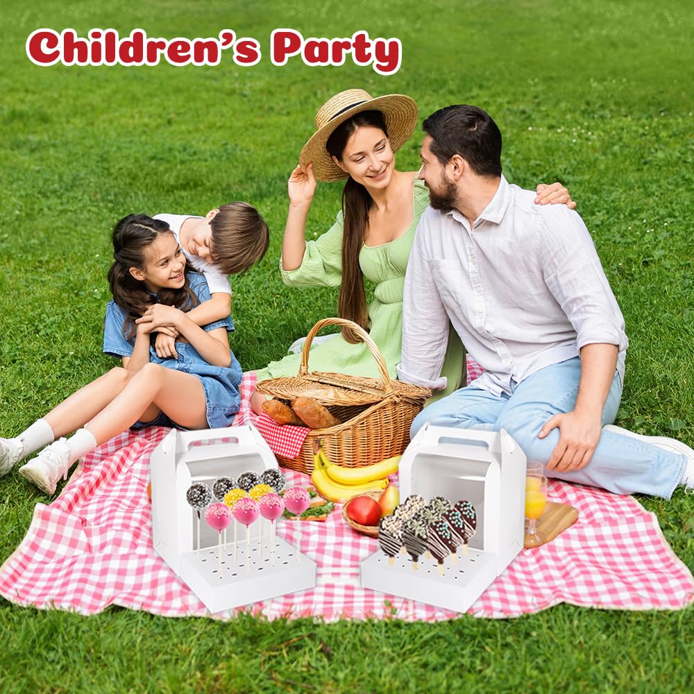 Cajas portátiles para tartas: 4 recipientes de embalaje para tartas con ventana transparente, cajas de exhibición de piruletas utilizadas para bodas, baby showers, fiestas de cumpleaños