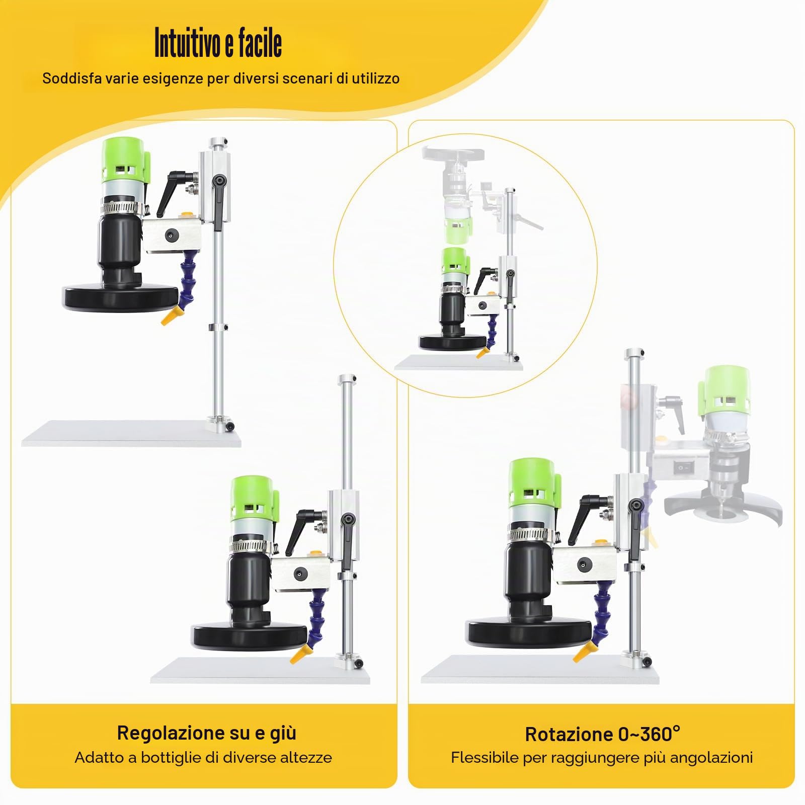 MINRS Tagliavetro per bottiglie 150W, tagliabottiglie elettrico da 6000 giri/min, tagliavetro con 7 velocità per bottiglie di vino, vetro marino, artigianato, vaso fai-da-te
