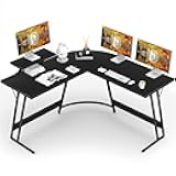 Computer Desk L-Shaped Corner Desk Home Office Writing Study Gaming Desk PC Table with Large Monitor Stand Desk Workstation (Black)